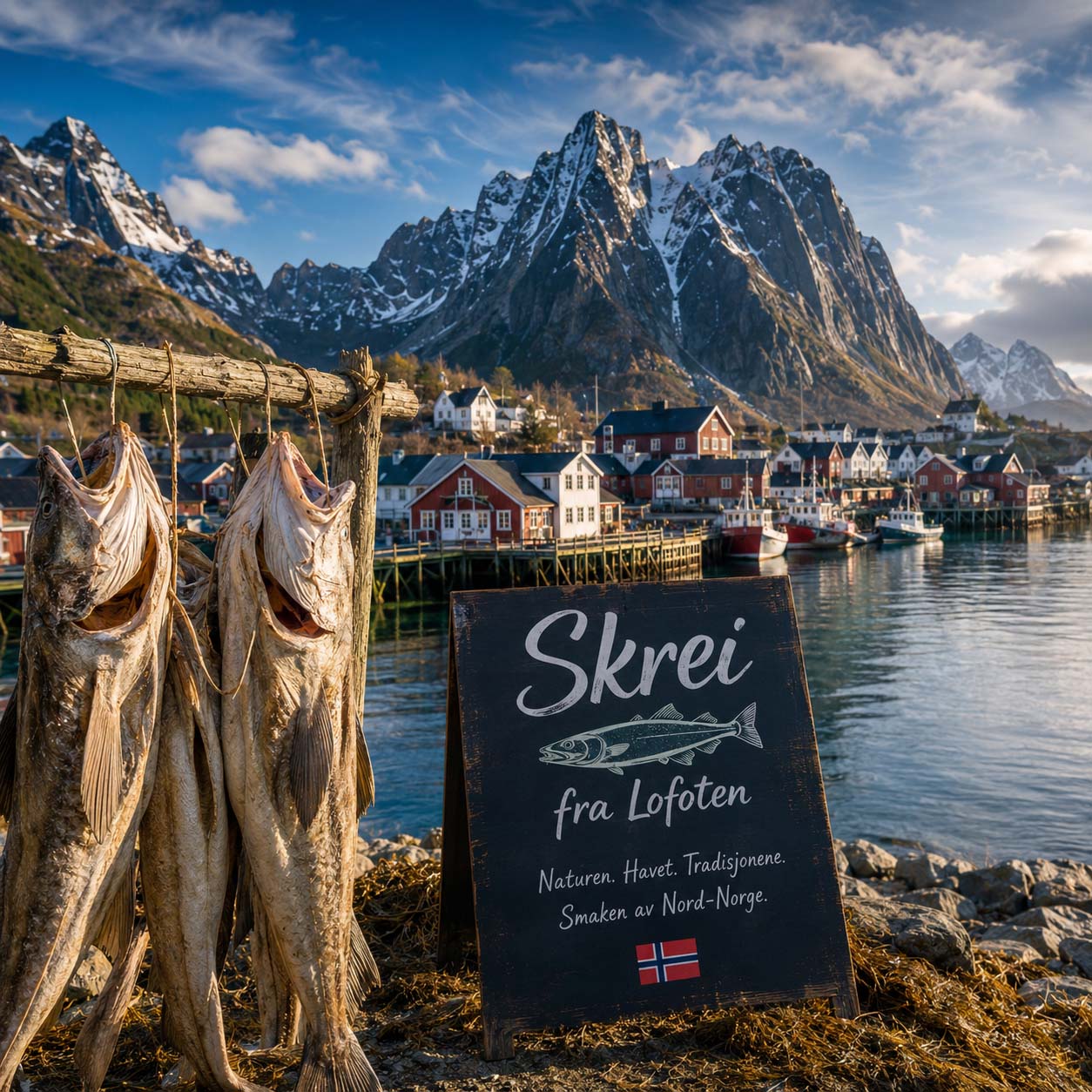 Skrei op de Lofoten, Noorwegen.