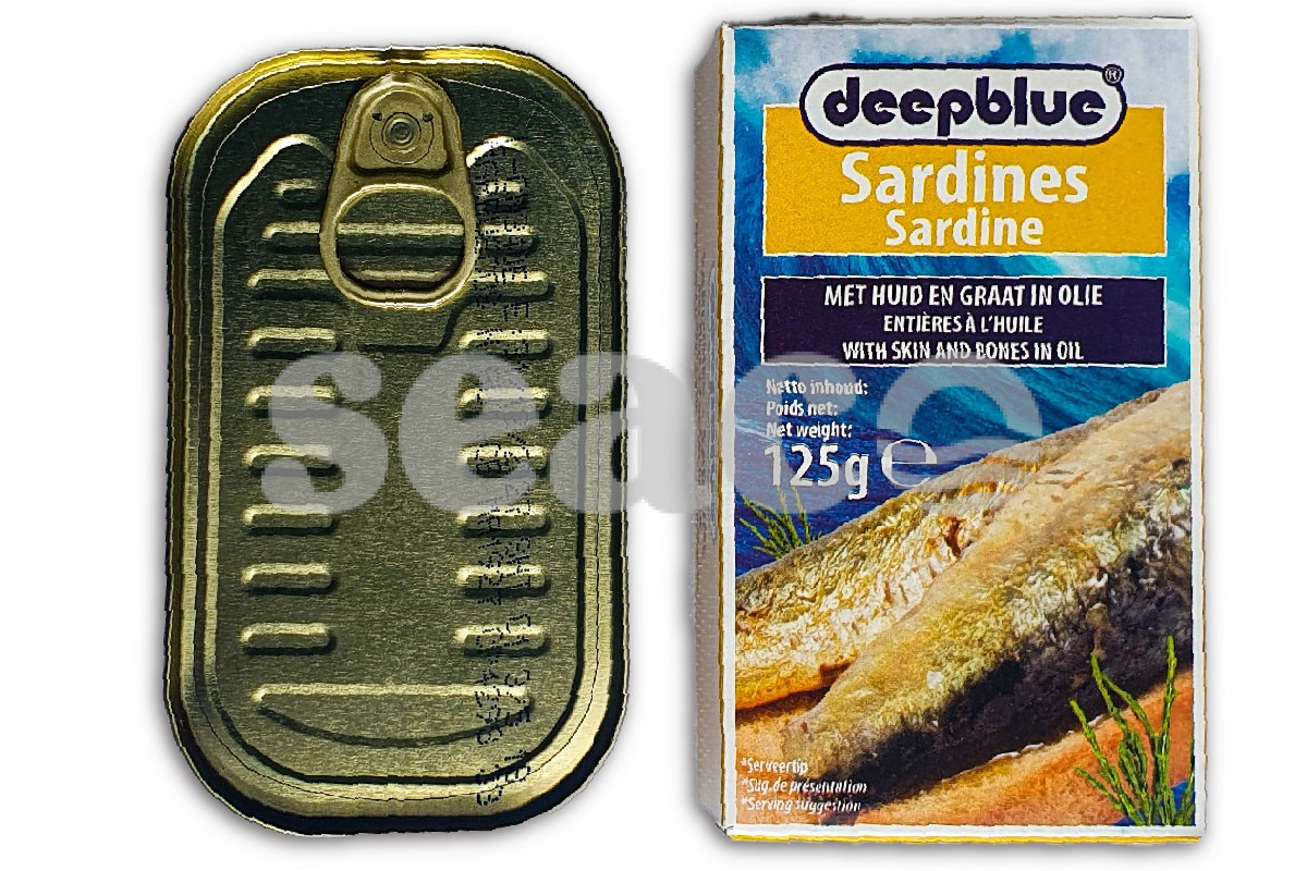 Sardines met vel en graat in zonnebloemolie 14x 125g blikjes
