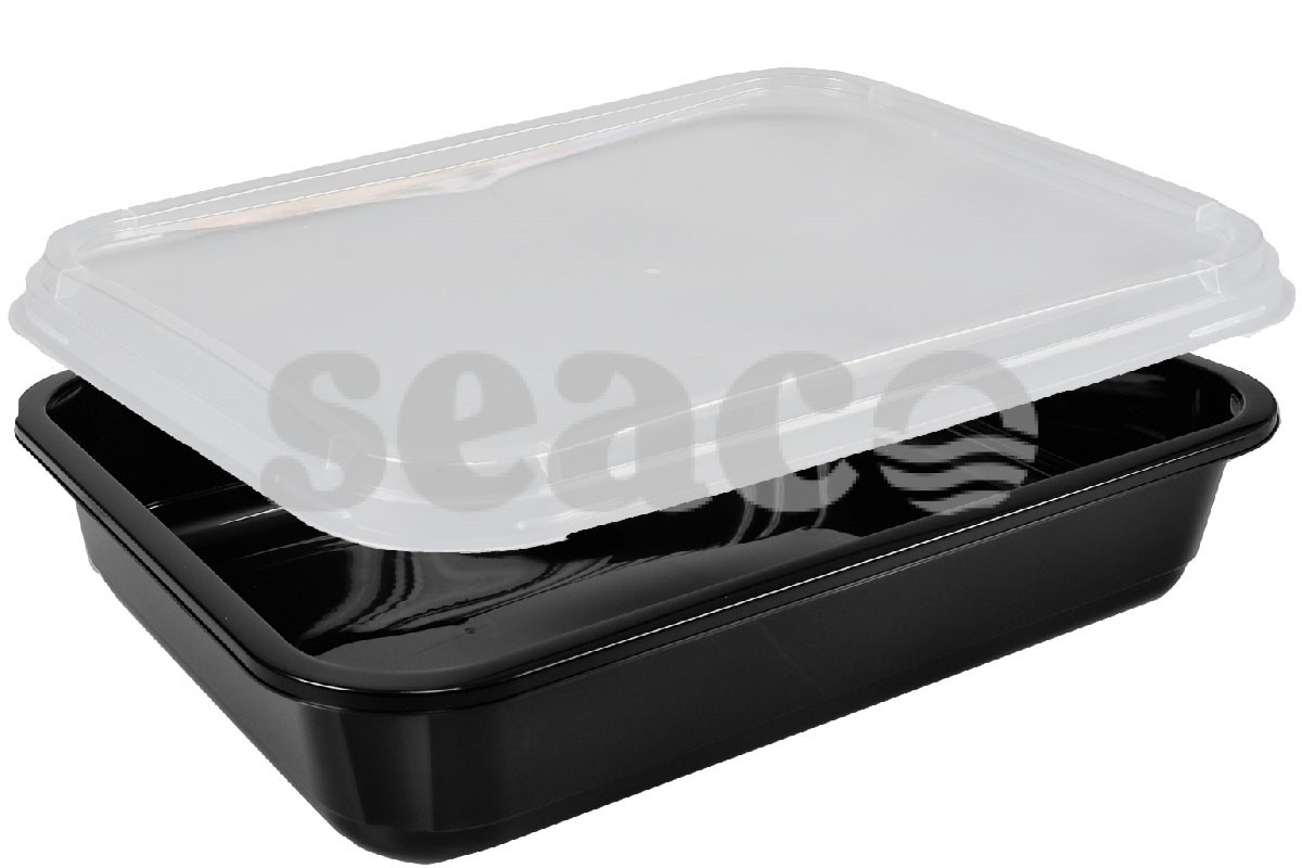 Bak PP met deksel zwart 30,8 x 24 x 6cm 3,3l