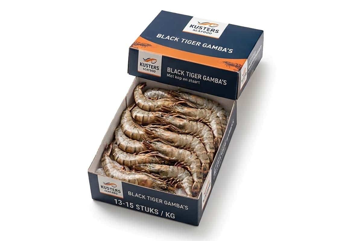 ❄ Gamba black tiger met kop 13-15 1kg