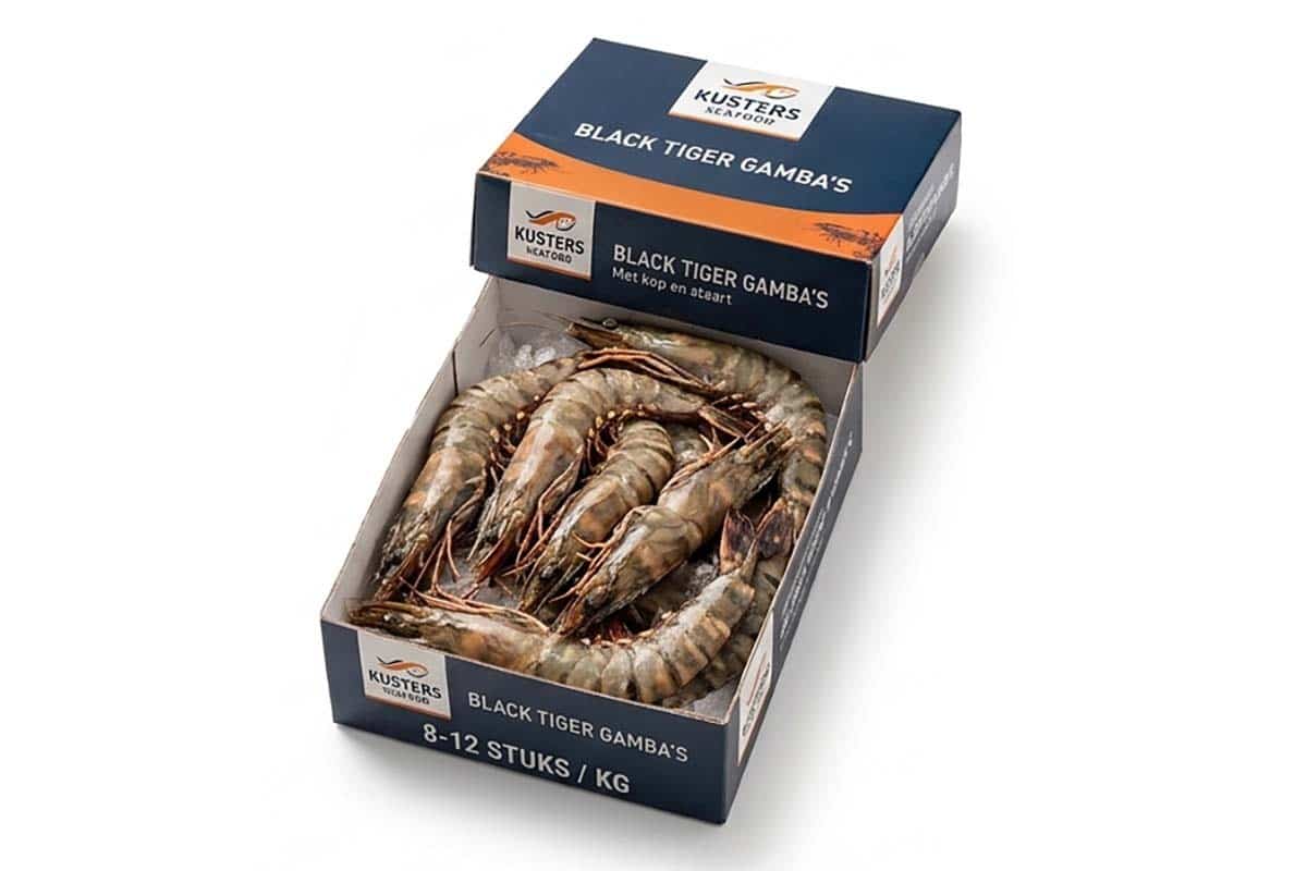 ❄ Gamba black tiger met kop 8-12 1kg