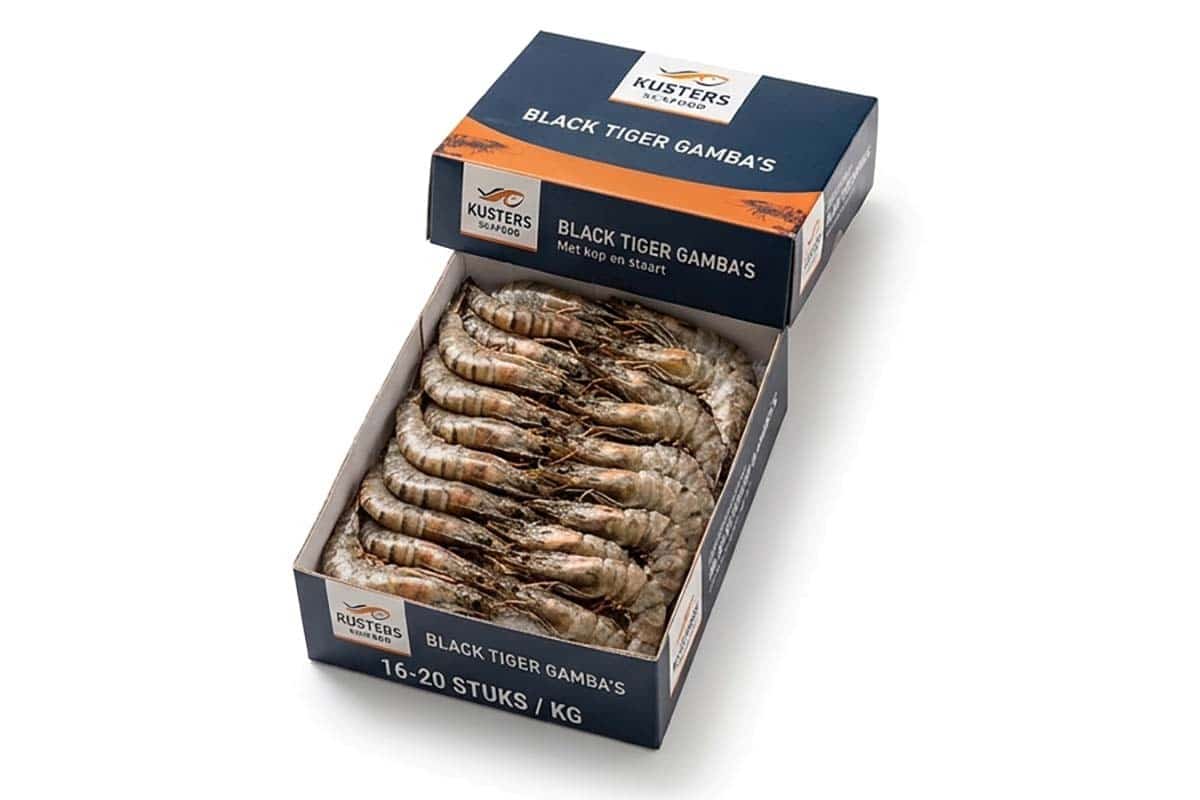 ❄ Gamba black tiger met kop 16-20 1kg